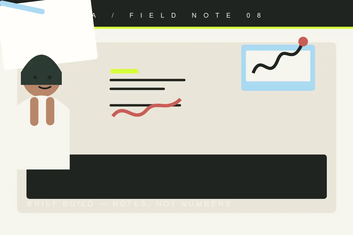 Hands building a structured campaign brief with paper pages